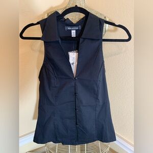 Urban Outfitters‎ Black Sleeveless Button-Up Blouse